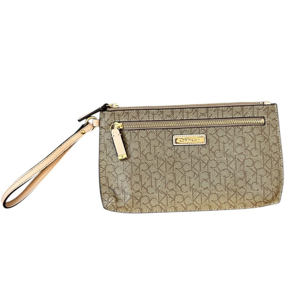 Calvin Klein Top Zip Monogram Wristlet Clutch - Picture 4 of 11